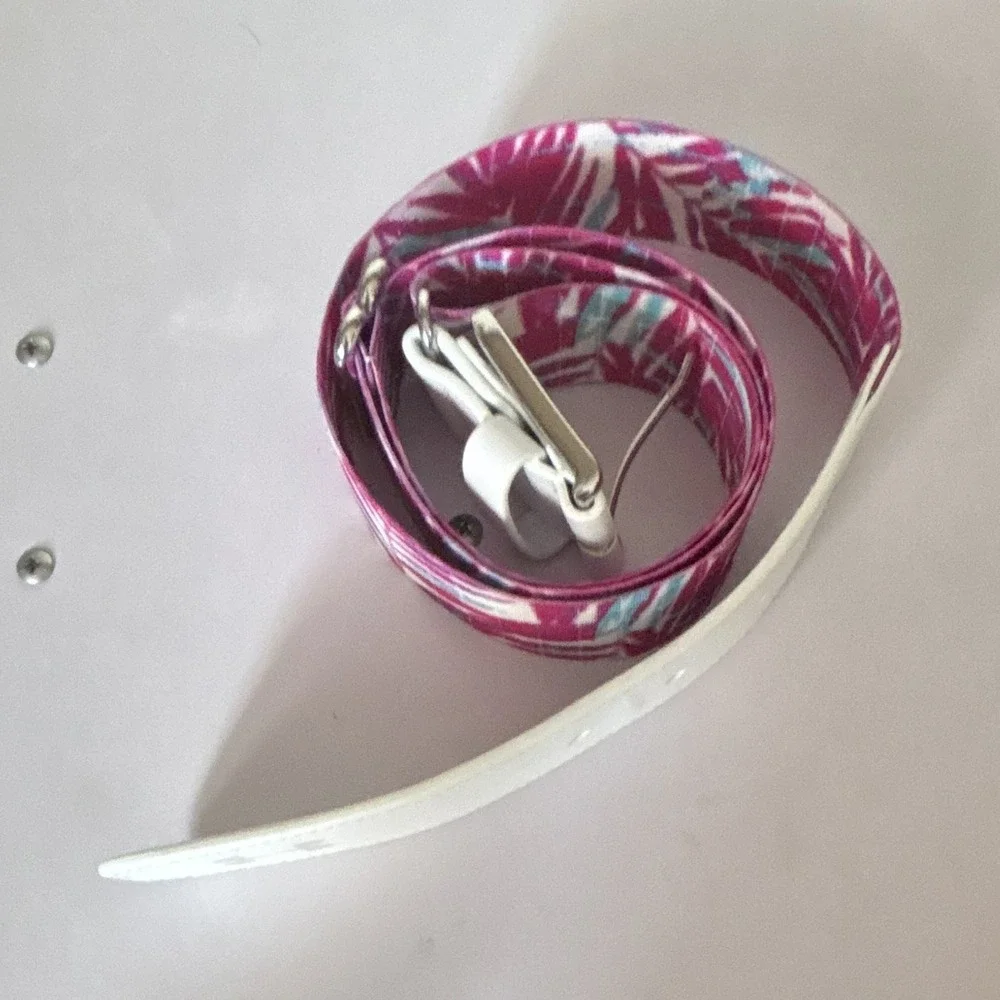 Under Armour Women's Fashion Belt White Pink Blue Abstract Adjustable Buckle
